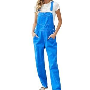 NWT Sweet Lovely by Jen Women's Ocean Blue Denim Overalls. Size L